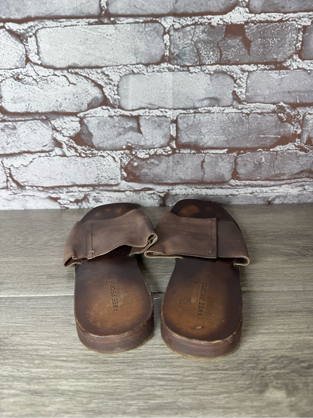 Free People Brown Leather Casual Sandals Slides Slip On Women’s Sz 36.5EU/6M US - Picture 6 of 14